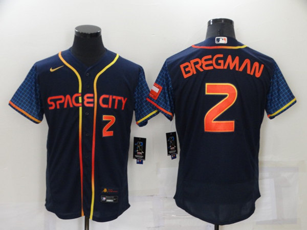 Men's Houston Astros #2 Alex Bregman 2022 Navy City Connect Flex Base Stitched Baseball Jersey